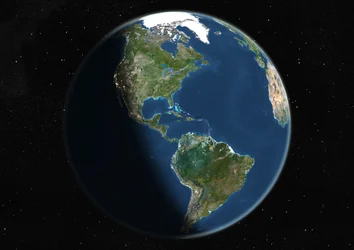 Globe Centred on the Americas, True Colour Satellite Image